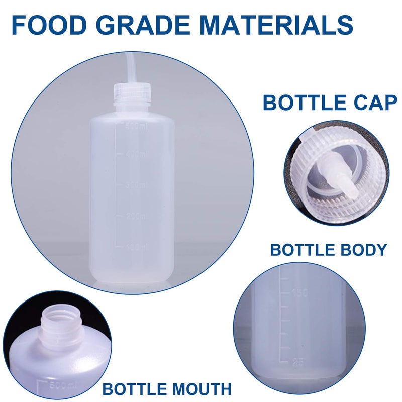 Young4us Wash bottle, 3 Pack LDPE Squeeze Bottles, Safe Plastic Low Density Polyethylene Watering Bottle Tattoo Wash Bottle with Narrow Mouth, for Chemistry, Industry, Lab & Gardening, 500, 250,150ml - Image 5